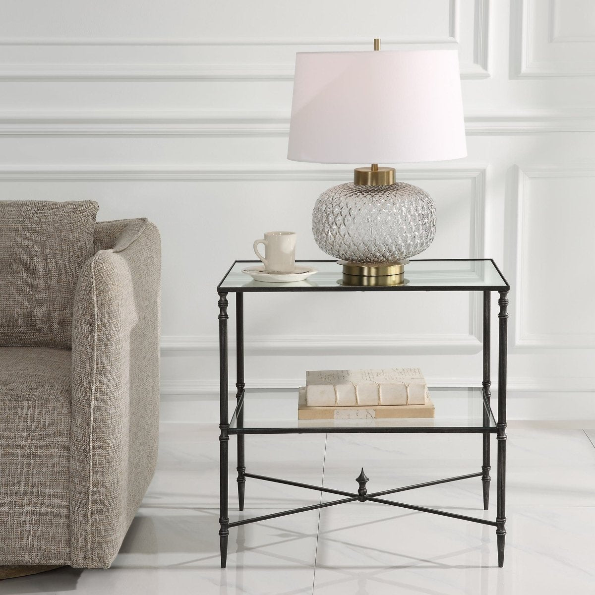 Henzler Mirrored Steel Lamp Table - Uttermost - Table Lamps by Modest Hut