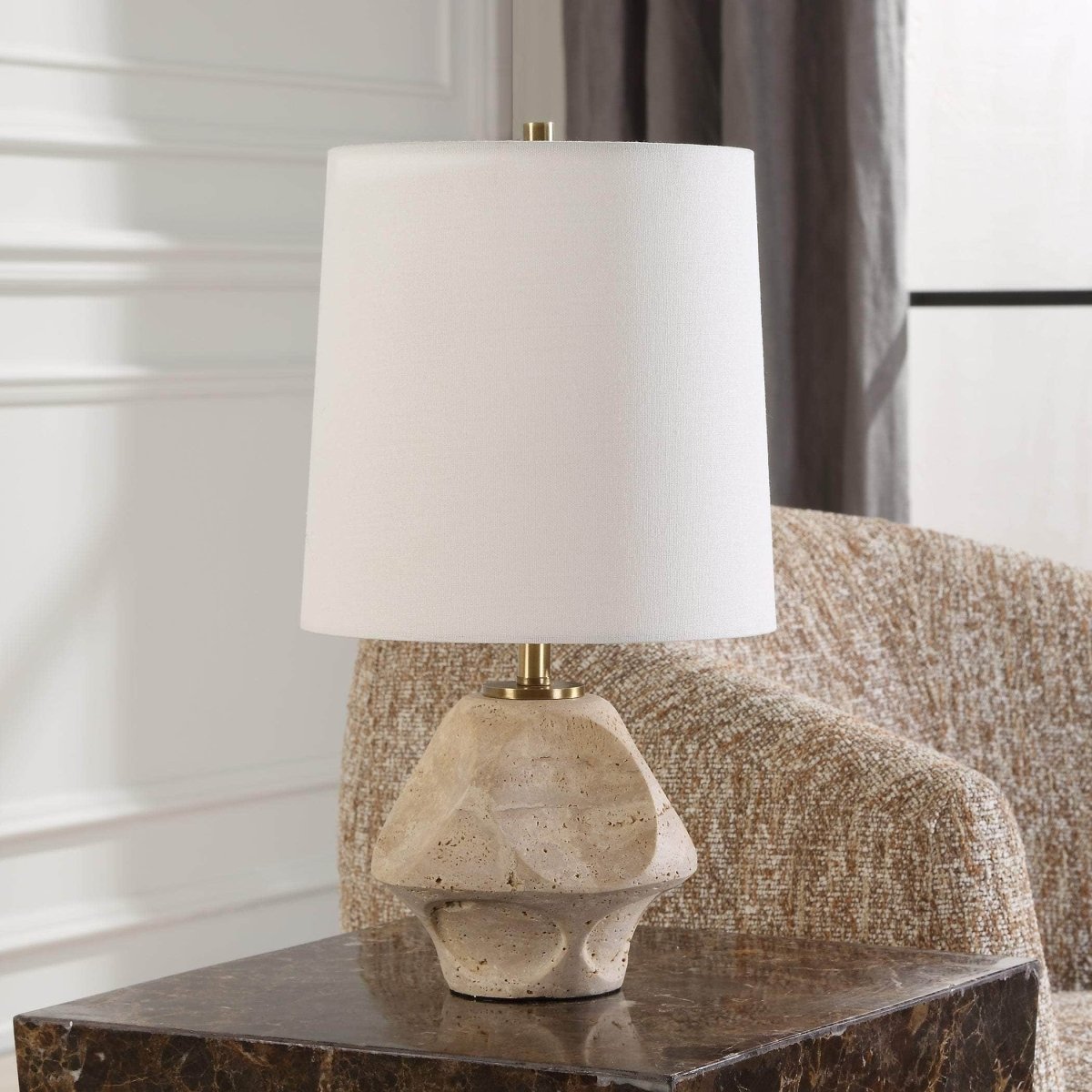 Indent Travertine Accent Lamp - Uttermost - Table Lamps by Modest Hut