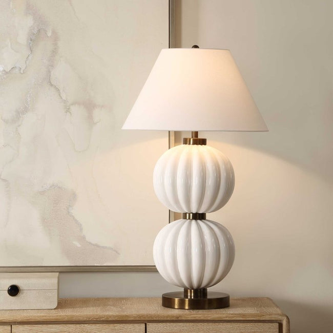 Irena White Sphere Table Lamp - Table Lamps