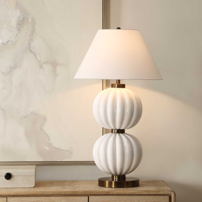 Irena White Sphere Table Lamp - Table Lamps