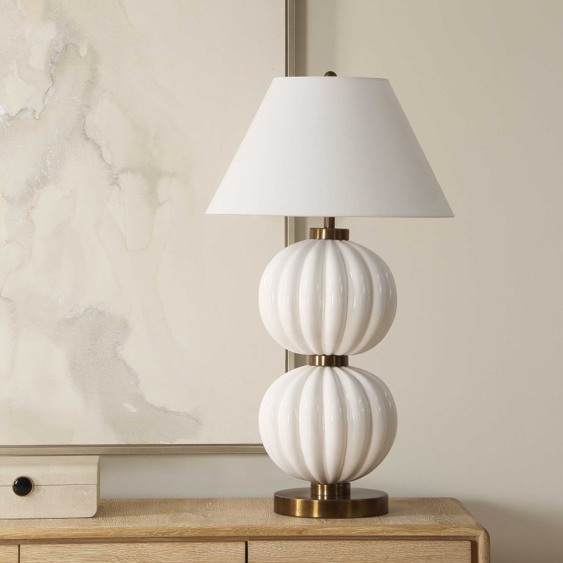 Irena White Sphere Table Lamp - Table Lamps