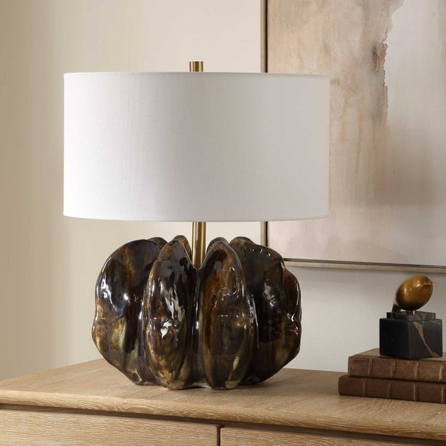 Jaudon Brown Glass Table Lamp - Table Lamps