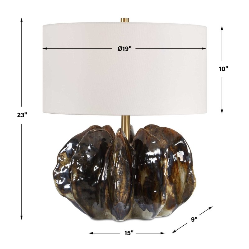 Jaudon Brown Glass Table Lamp by Uttermost dimensions diagram