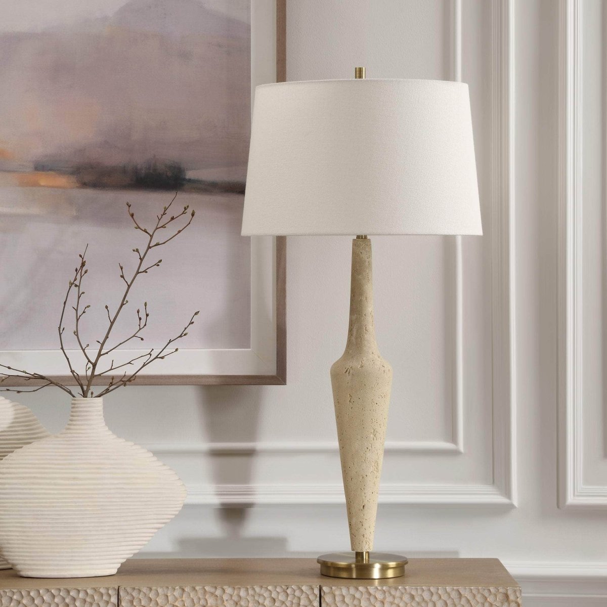 Juliet Travertine Table Lamp - Uttermost - Table Lamps by Modest Hut