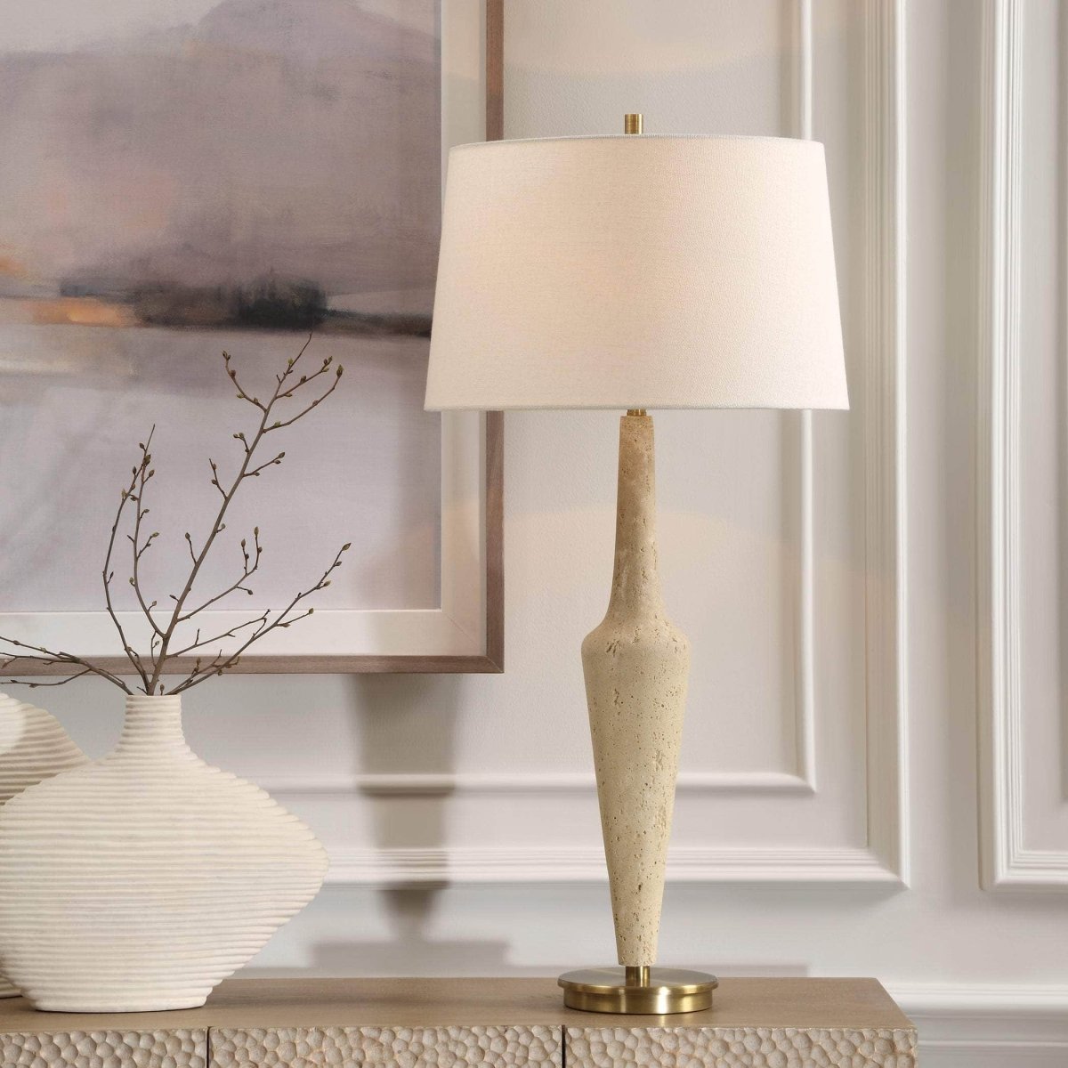 Juliet Travertine Table Lamp - Uttermost - Table Lamps by Modest Hut