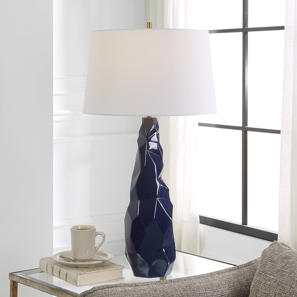 Kavos Geometric Blue Table Lamp - Uttermost - Table Lamps by Modest Hut