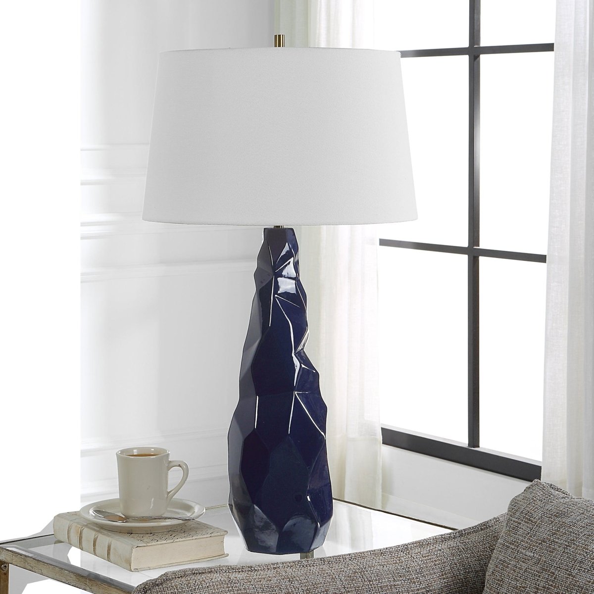 Kavos Geometric Blue Table Lamp - Uttermost - Table Lamps by Modest Hut