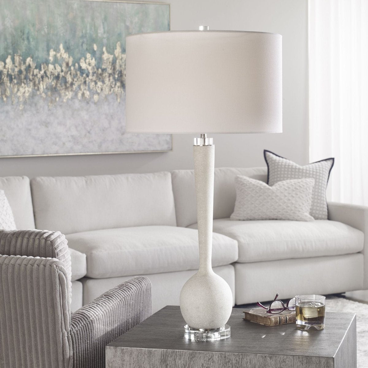 Kently White Marble Table Lamp - Uttermost - Table Lamps by Modest Hut