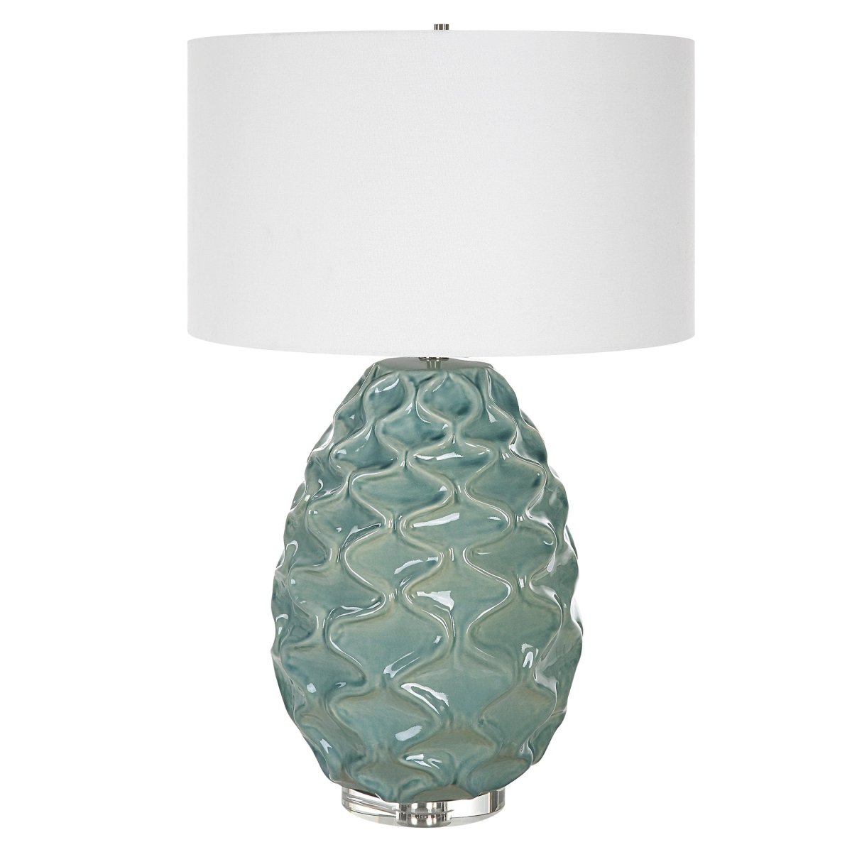 Laced Up Sea Foam Glass Table Lamp - Uttermost - Table Lamps by Modest Hut