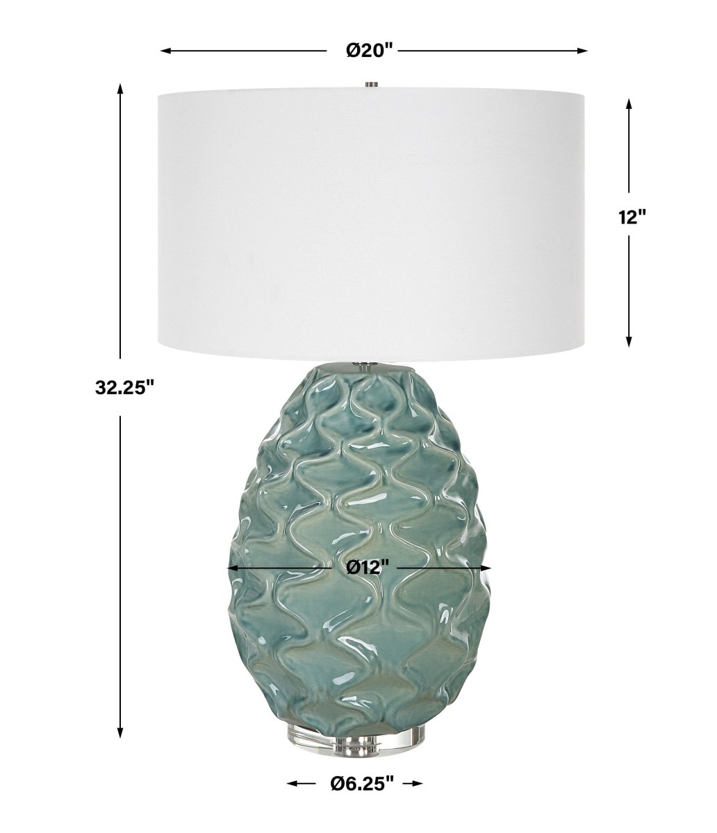 Laced Up Sea Foam Glass Table Lamp - Uttermost - Table Lamps by Modest Hut