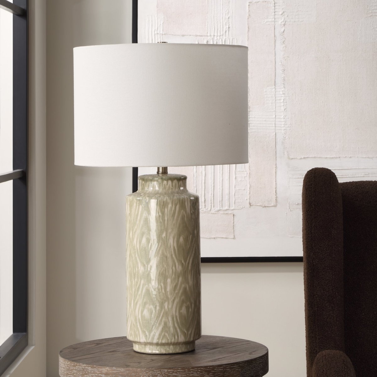 Laurel Sage Ceramic Table Lamp - Uttermost - Table Lamps by Modest Hut