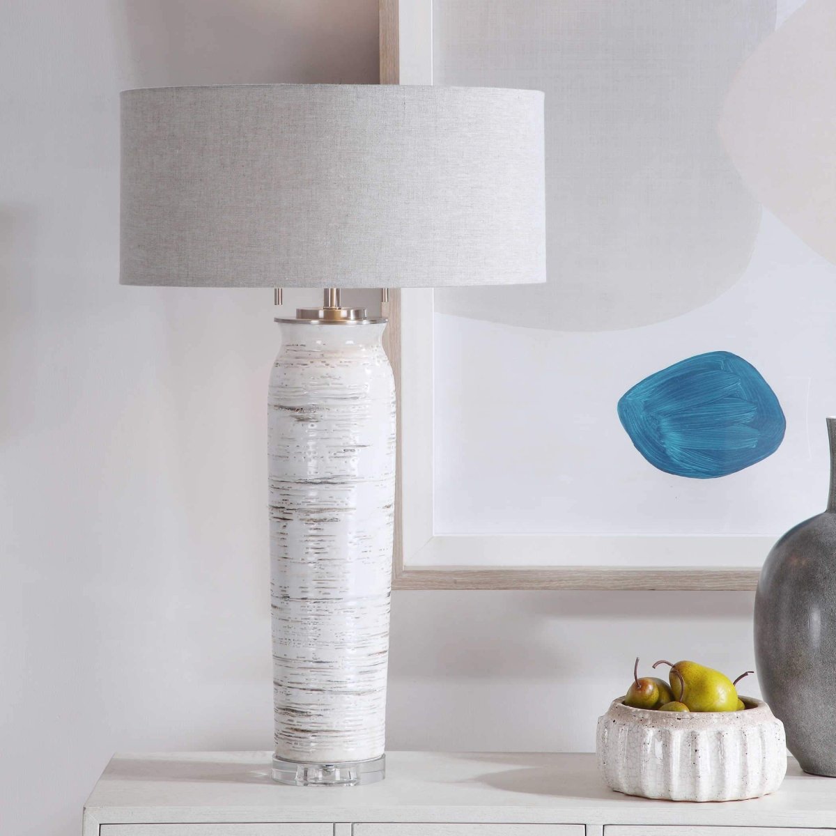 Lente White Table Lamp - Uttermost - Table Lamps by Modest Hut