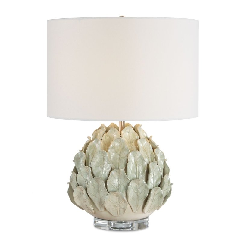 Alternate angle of the Levlyn Pale Green Leaf Ceramic Table Lamp by Uttermost