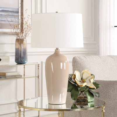 Light Sandy Gray Crackled Ceramic Table Lamp - Uttermost - Table Lamps by Modest Hut