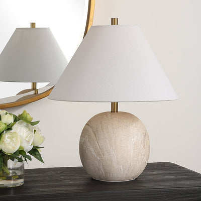 Marble Ceramic Accent Lamp with Neutral Tones - Uttermost - Table Lamps by Modest Hut