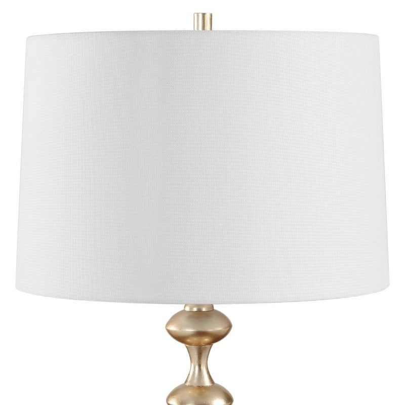 Detail view of the Meila Antique Brass Table Lamp finish and construction