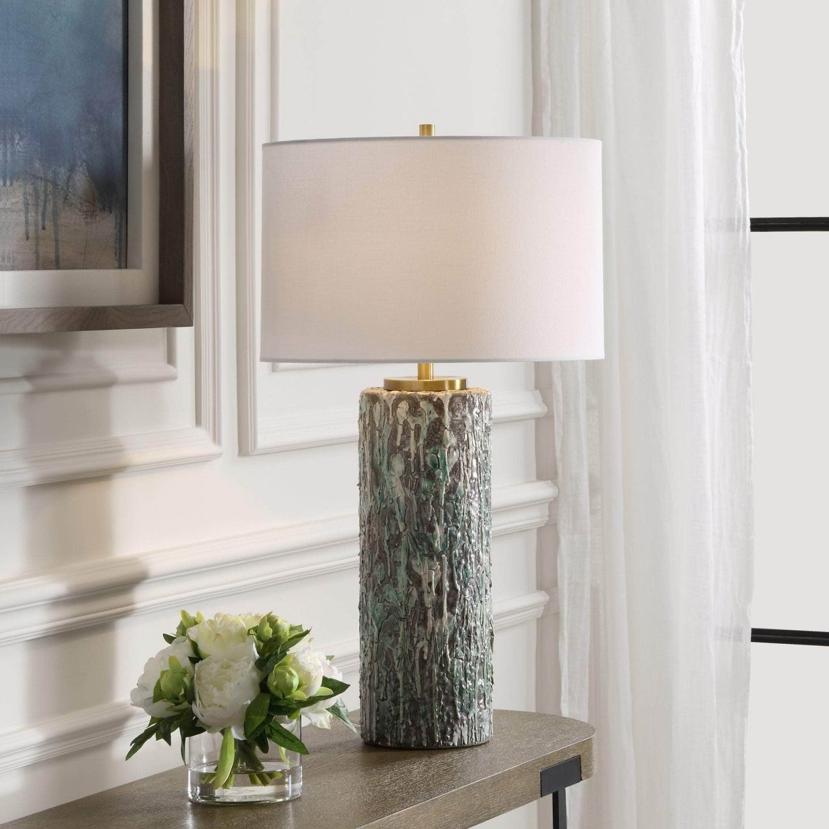 Meltdown Ivory Teal Table Lamp - Uttermost - Table Lamps by Modest Hut