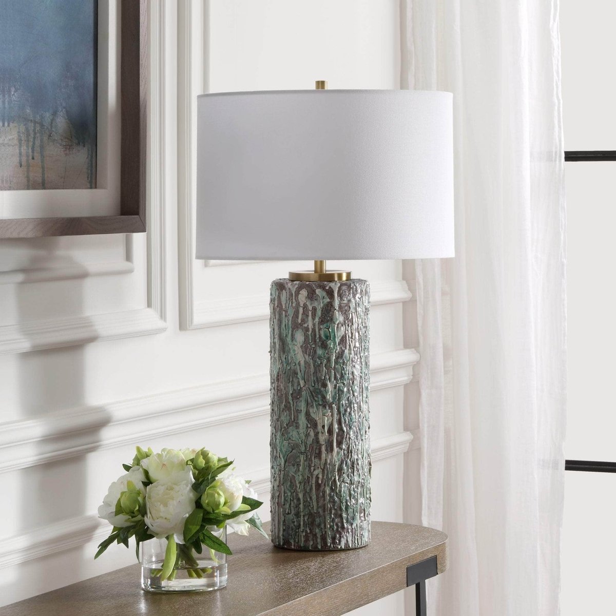 Meltdown Ivory Teal Table Lamp - Uttermost - Table Lamps by Modest Hut