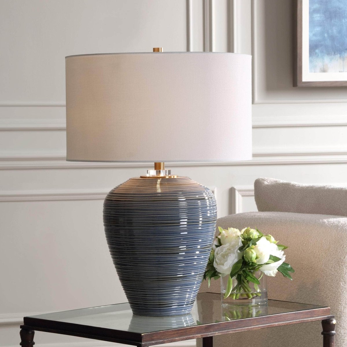 Moher Glossy Blue Table Lamp - Uttermost - Table Lamps by Modest Hut