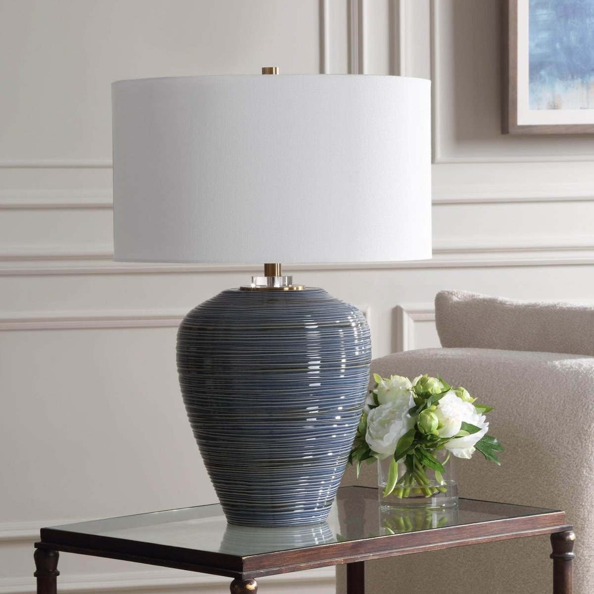 Moher Glossy Blue Table Lamp - Uttermost - Table Lamps by Modest Hut