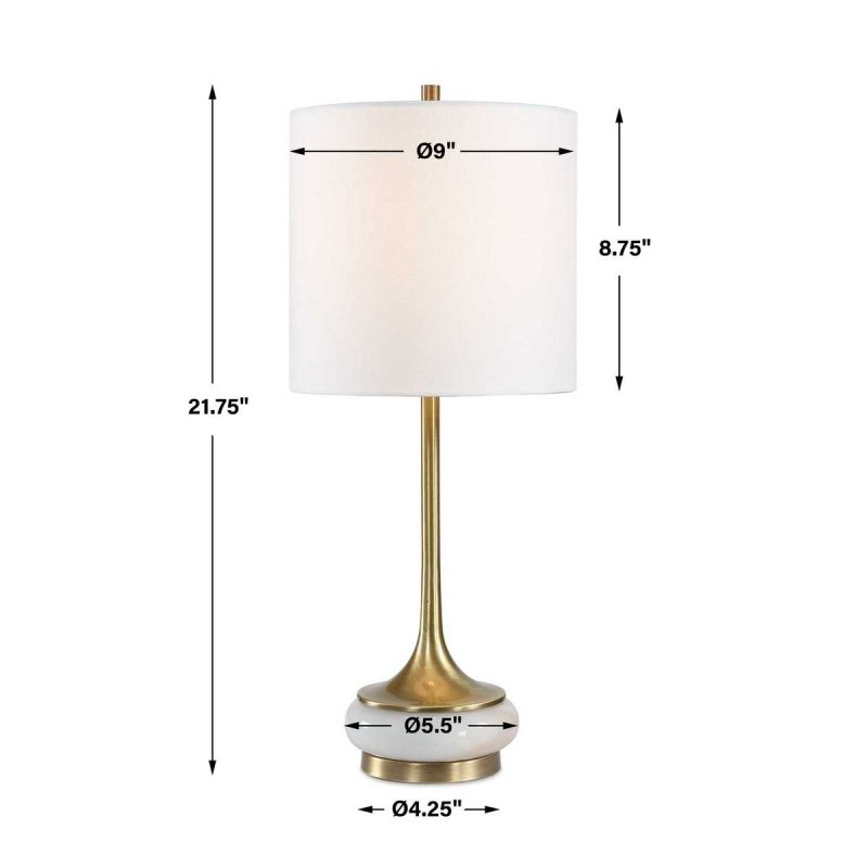 Dimension guide for the Molena Antique Brass and Pearly Stone Table Lamp