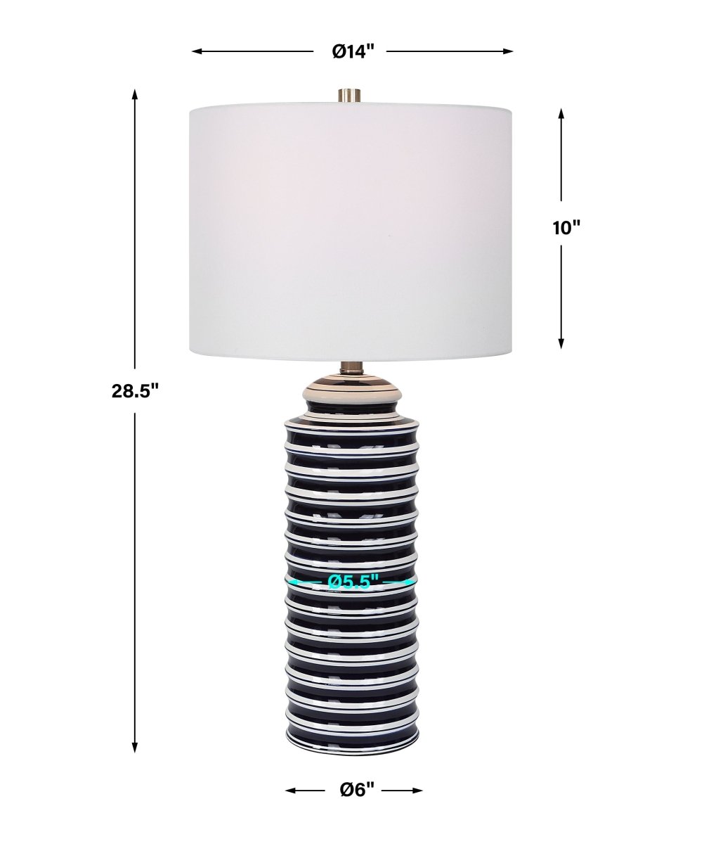 Navy and White Coastal Ceramic Table Lamp - Uttermost - Table Lamps by Modest Hut