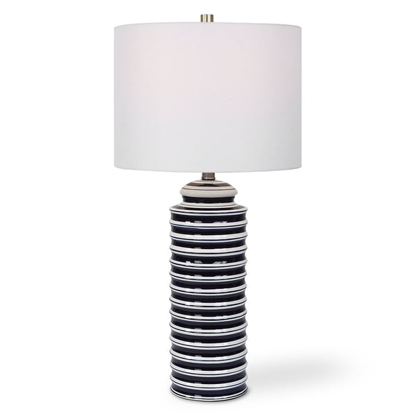 Navy and White Coastal Ceramic Table Lamp - Uttermost - Table Lamps by Modest Hut
