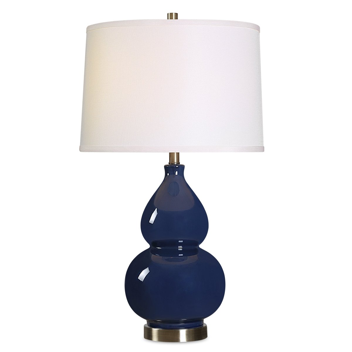 Navy Blue Gourd Table Lamp with Brass Accents - Uttermost - Table Lamps by Modest Hut