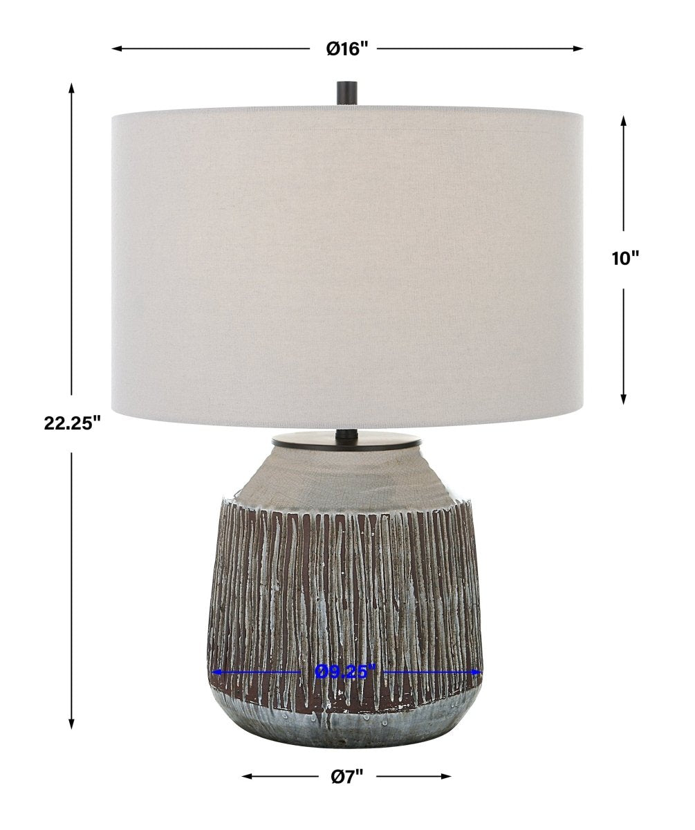 Neolithic Blue - Gray Table Lamp - Uttermost - Table Lamps by Modest Hut