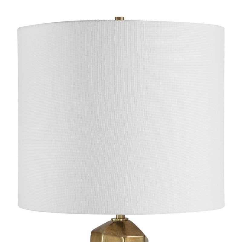 Side profile of the Octavio Gold Leaf and Crystal Table Lamp by Uttermost