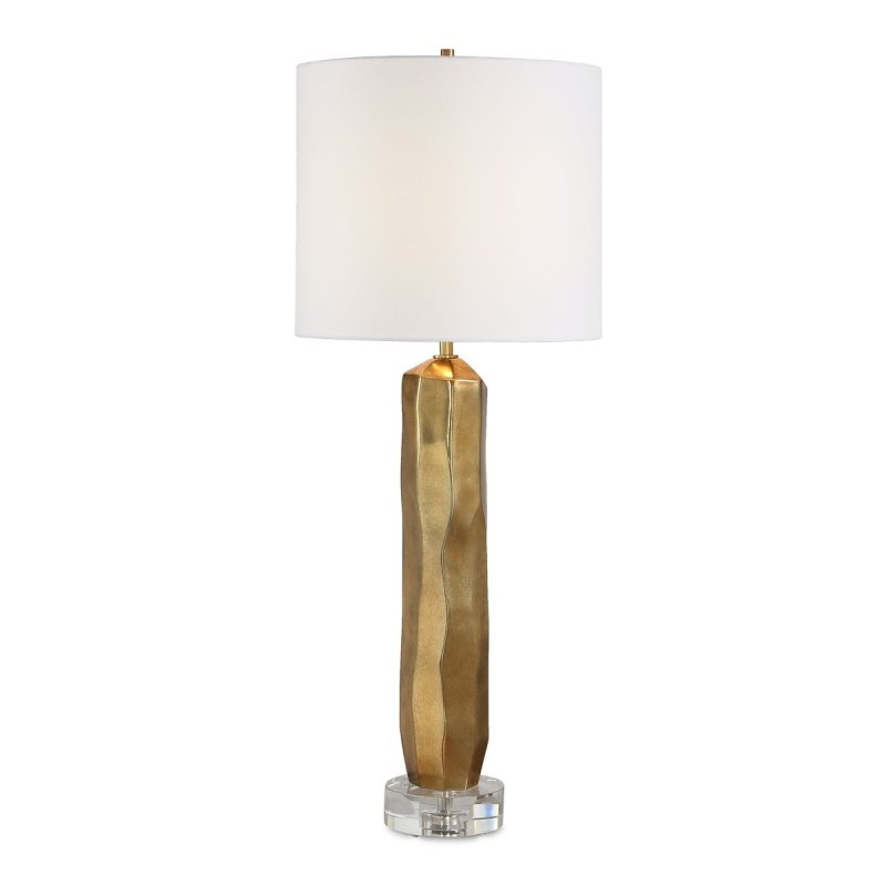 Octavio Gold Leaf and Crystal Table Lamp by Uttermost on a white background