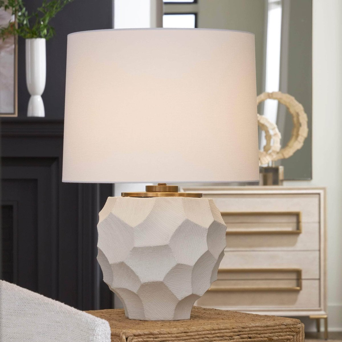 On Edge Chalk White Table Lamp - Uttermost - Table Lamps by Modest Hut