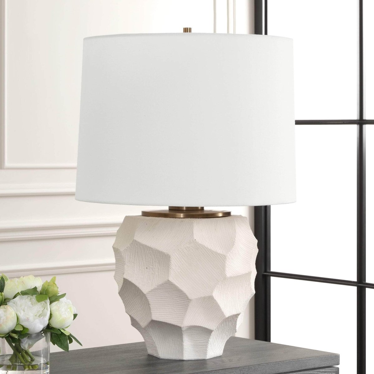 On Edge Chalk White Table Lamp - Uttermost - Table Lamps by Modest Hut