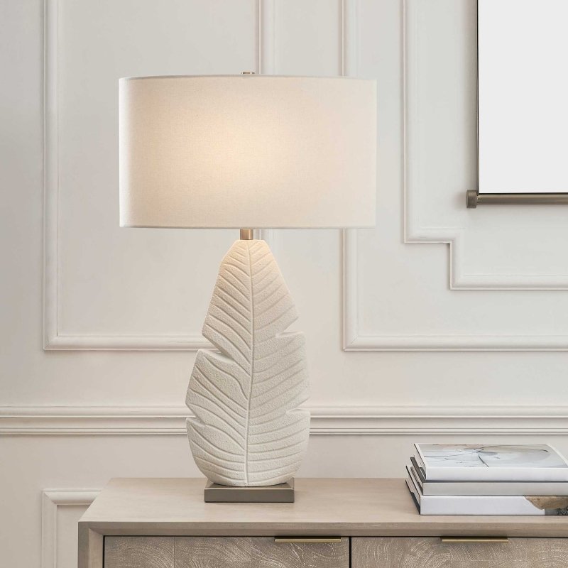 Palm Leaf White Table Lamp - Table Lamps