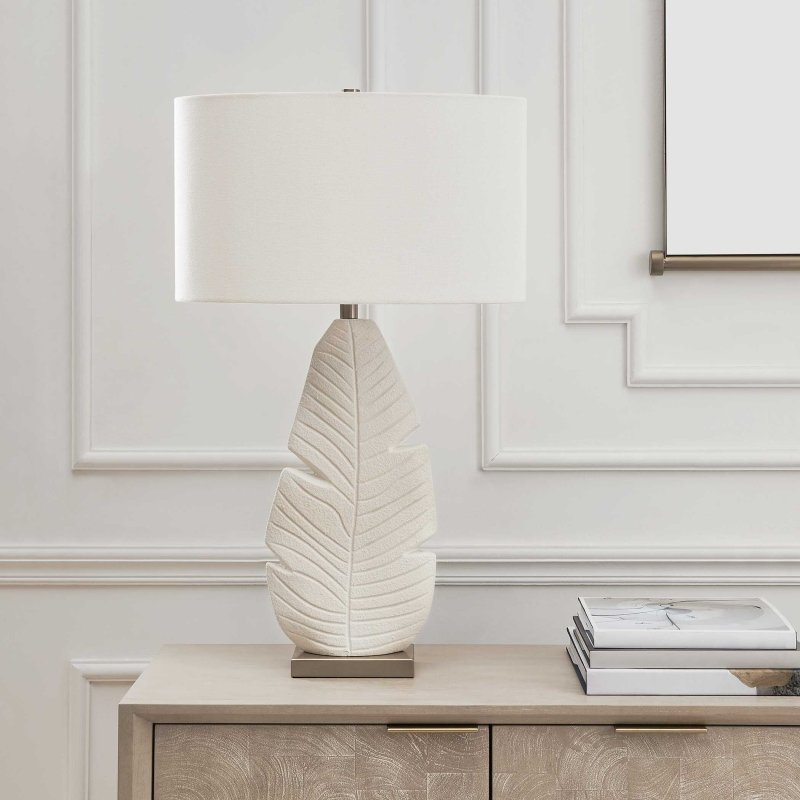 Palm Leaf White Table Lamp - Table Lamps