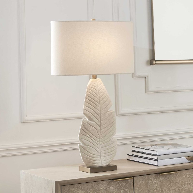 Palm Leaf White Table Lamp - Table Lamps