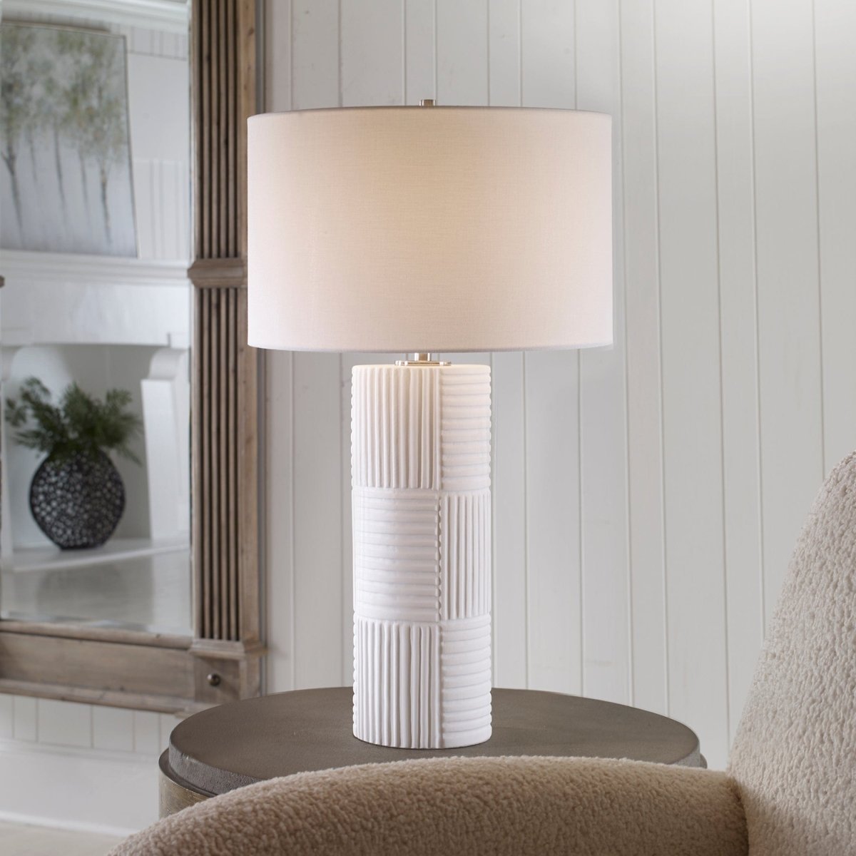 Patchwork White Table Lamp - Uttermost - Table Lamps by Modest Hut