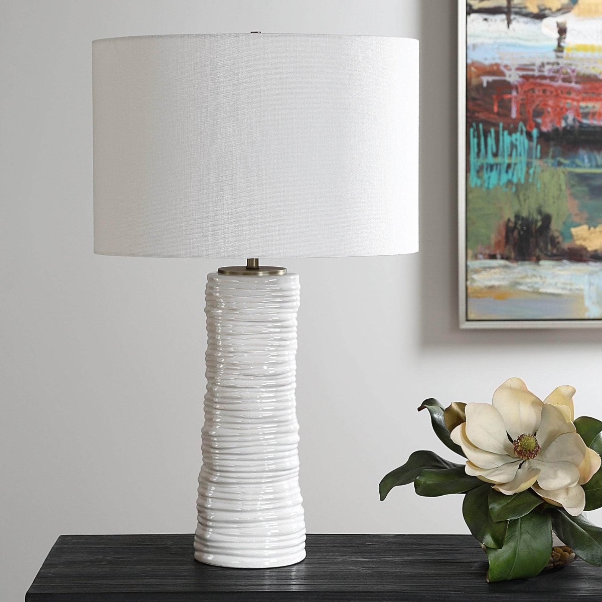 Pavlova Glossy White Table Lamp - Uttermost - Table Lamps by Modest Hut