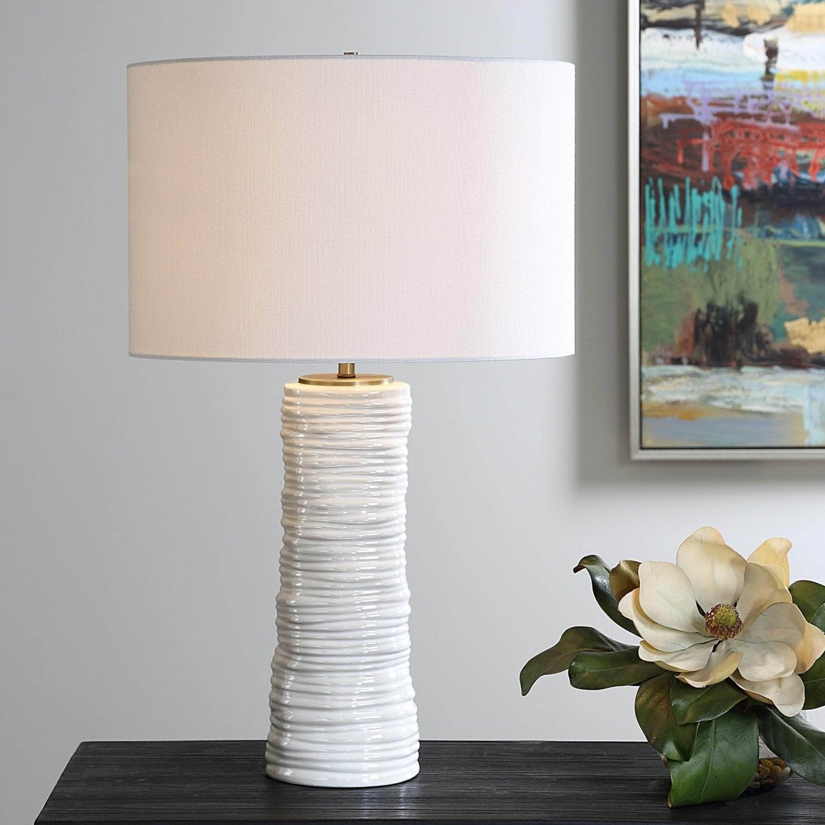 Pavlova Glossy White Table Lamp - Uttermost - Table Lamps by Modest Hut