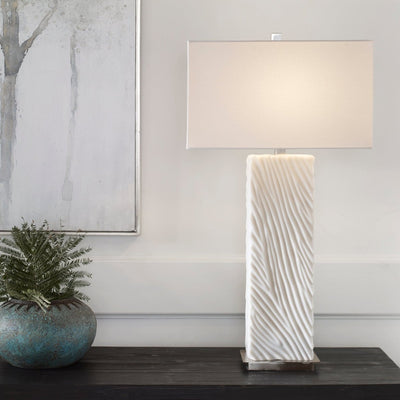Pillar White Marble Table Lamp - Uttermost - Table Lamps by Modest Hut