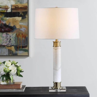 Plinth White Marble Table Lamp - Uttermost - Table Lamps by Modest Hut
