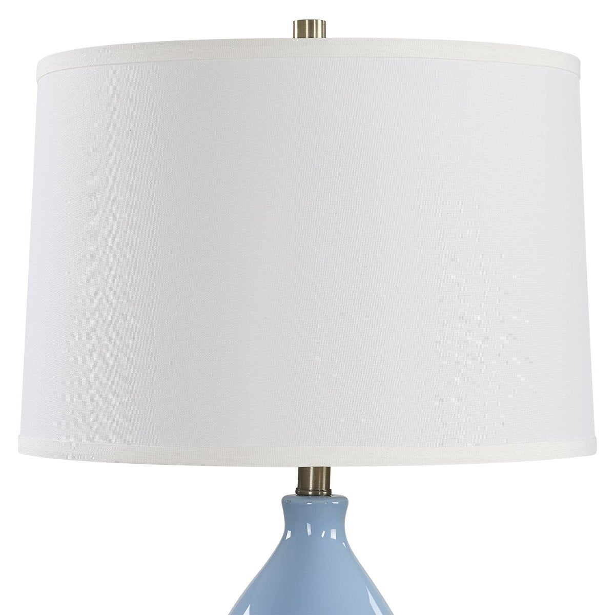 Powder Blue Gourd Table Lamp with Brass Accents - Uttermost - Table Lamps by Modest Hut