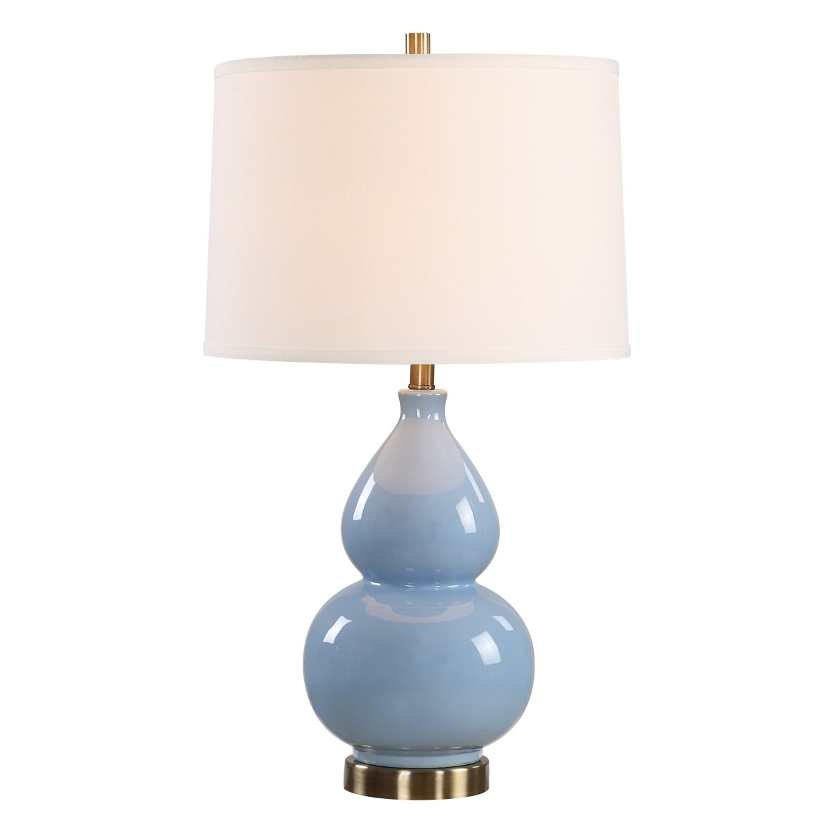 Powder Blue Gourd Table Lamp with Brass Accents - Uttermost - Table Lamps by Modest Hut