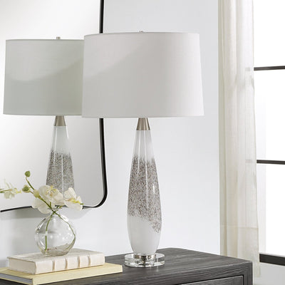 Quinn White & Silver Table Lamp - Uttermost - Table Lamps by Modest Hut