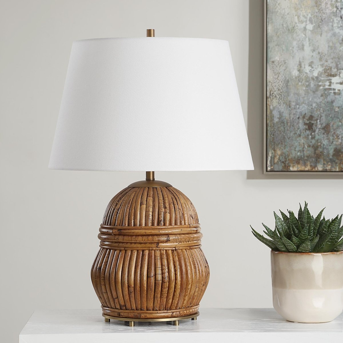 Reed Honey Rattan Table Lamp - Uttermost - Table Lamps by Modest Hut