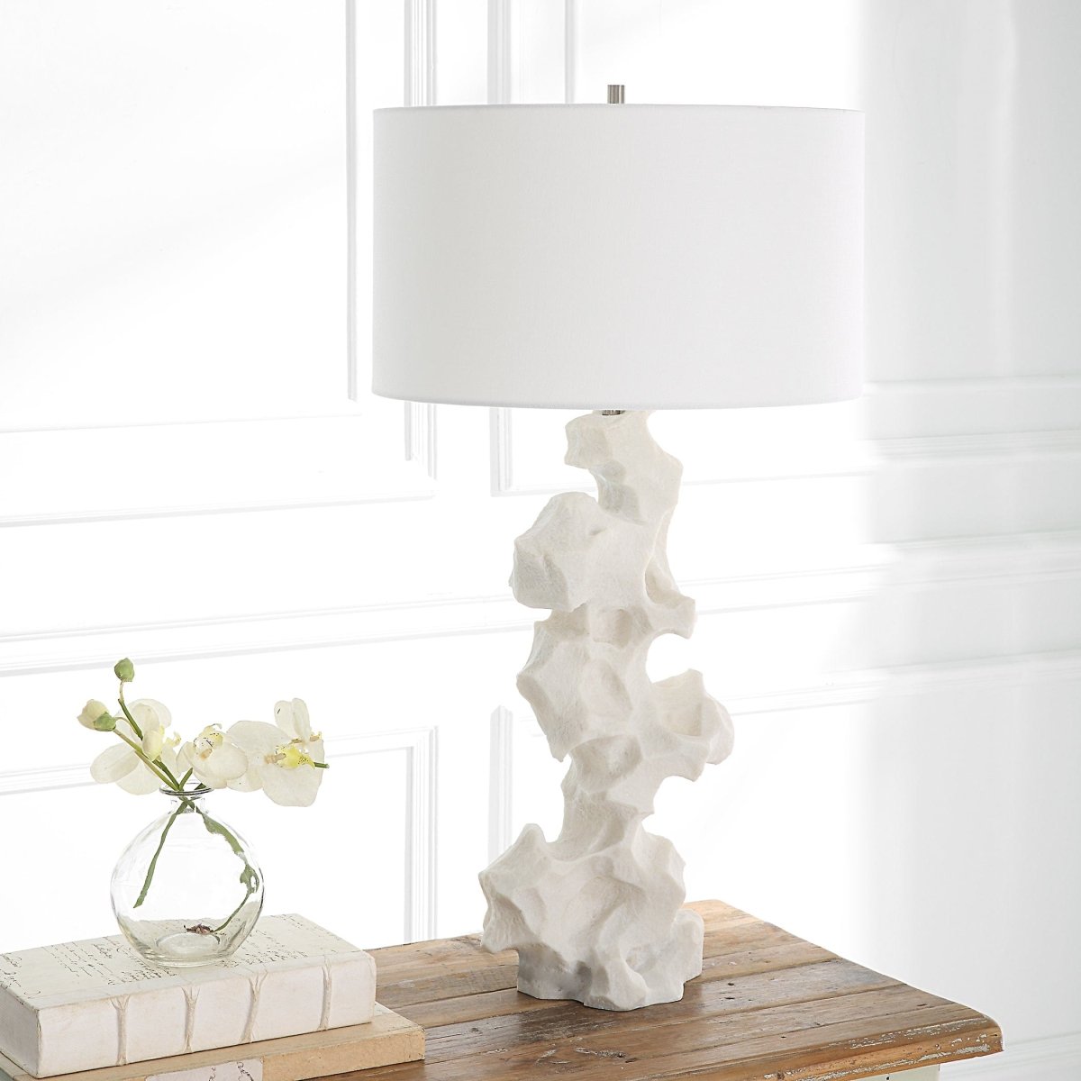 Remnant White Marble Table Lamp - Uttermost - Table Lamps by Modest Hut