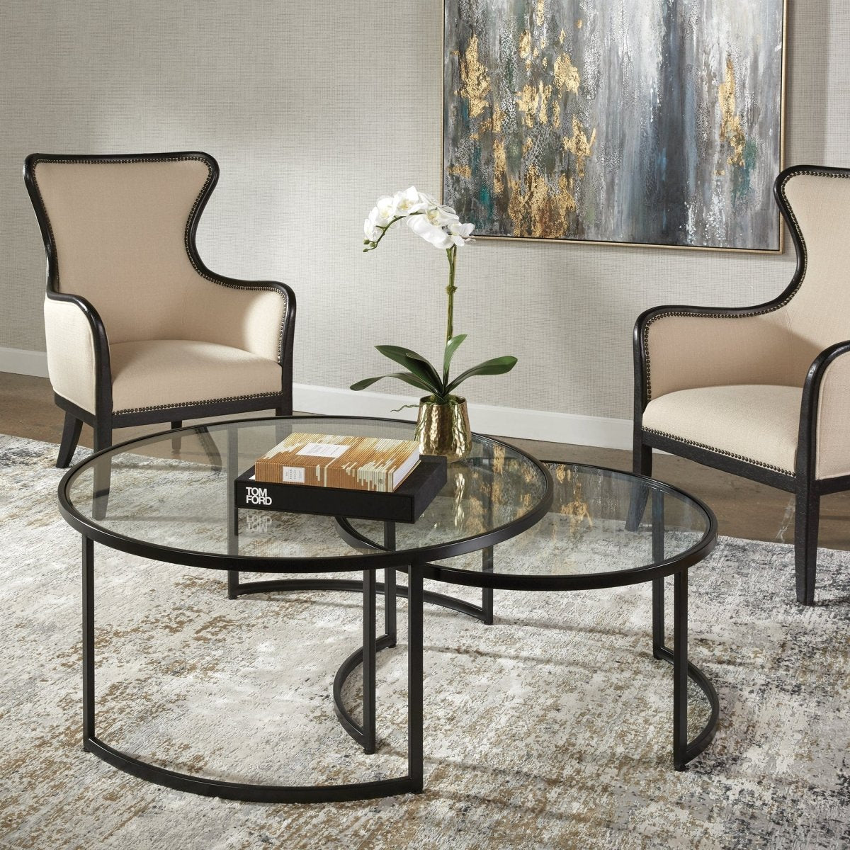 Rhea Black Nesting Coffee Tables S/2 - Uttermost - Table Lamps by Modest Hut