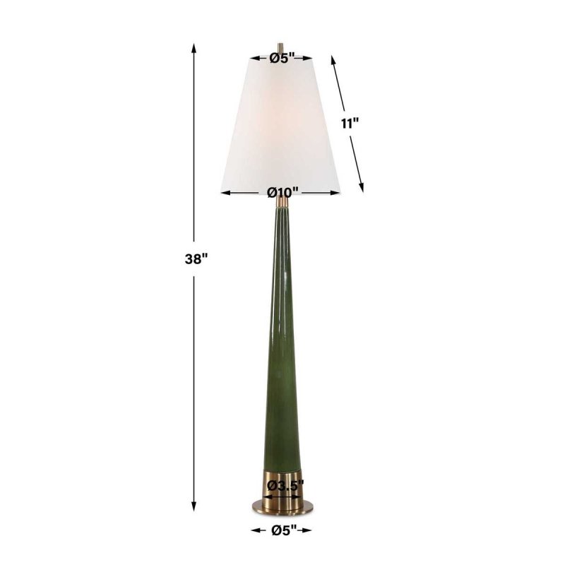 Dimension guide for the Riccardi Moss Green Ceramic Table Lamp