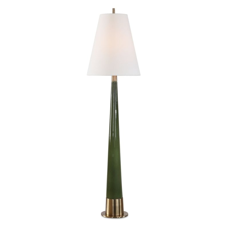 Riccardi Moss Green Ceramic Table Lamp by Uttermost on a white background