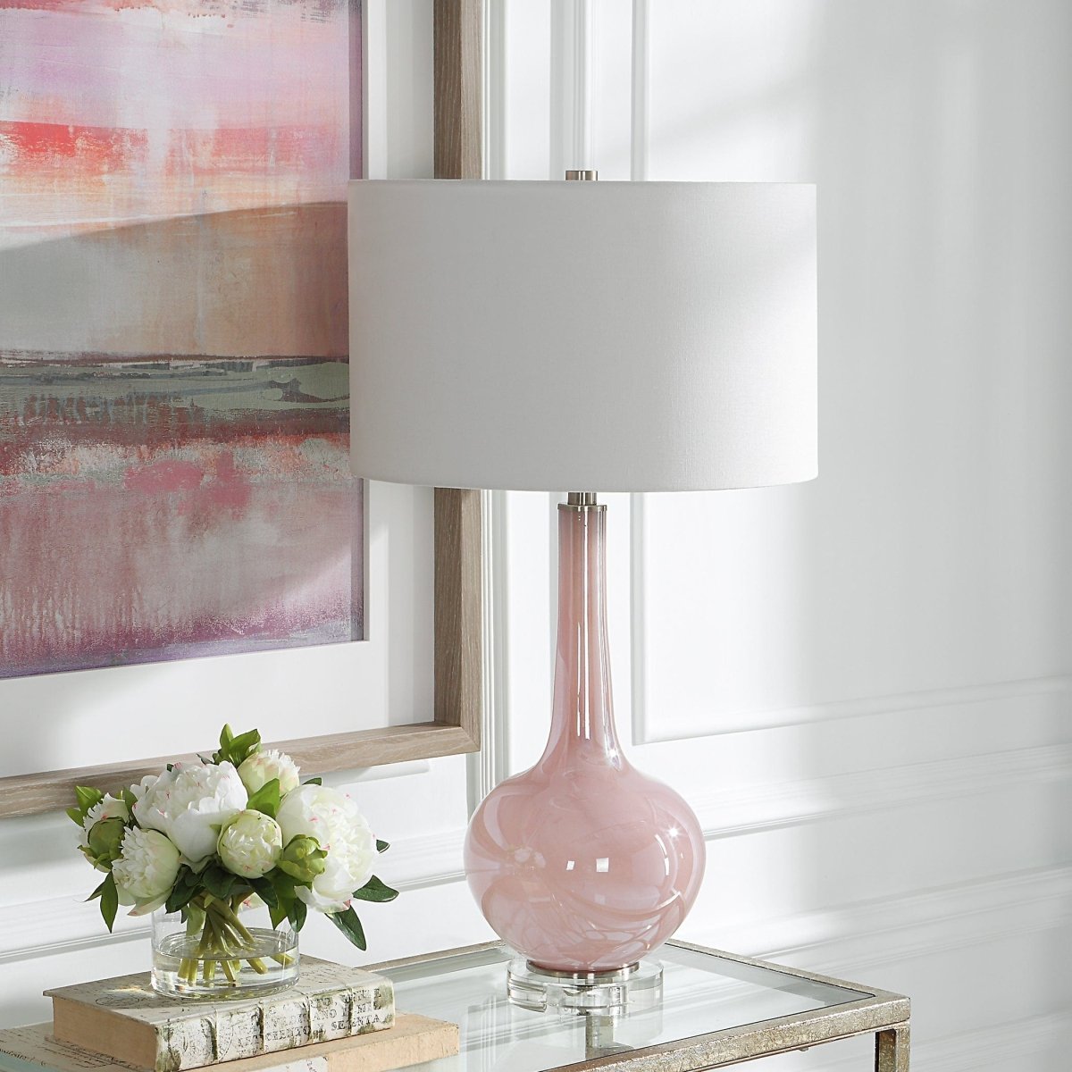 Rosa Pink Glass Table Lamp - Uttermost - Table Lamps by Modest Hut